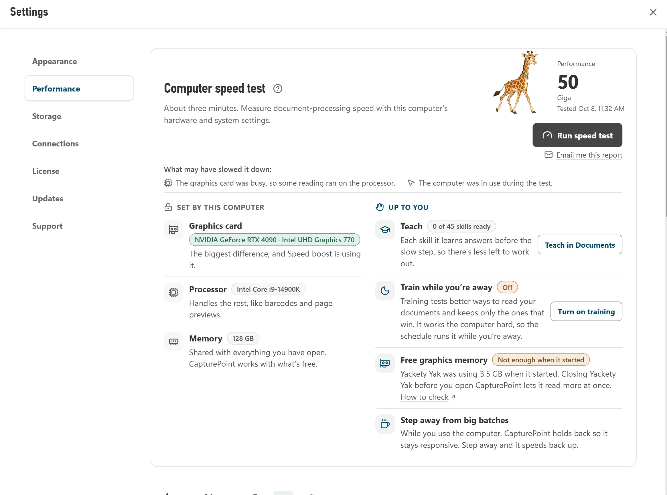 Speed test result: a performance score for this PC and what may have slowed it down